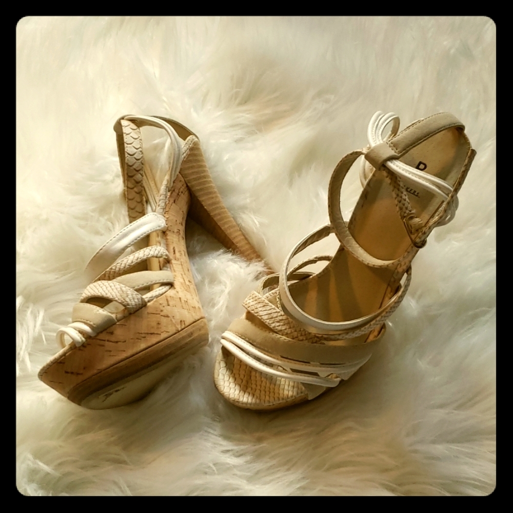 Strappy platform sandal heels